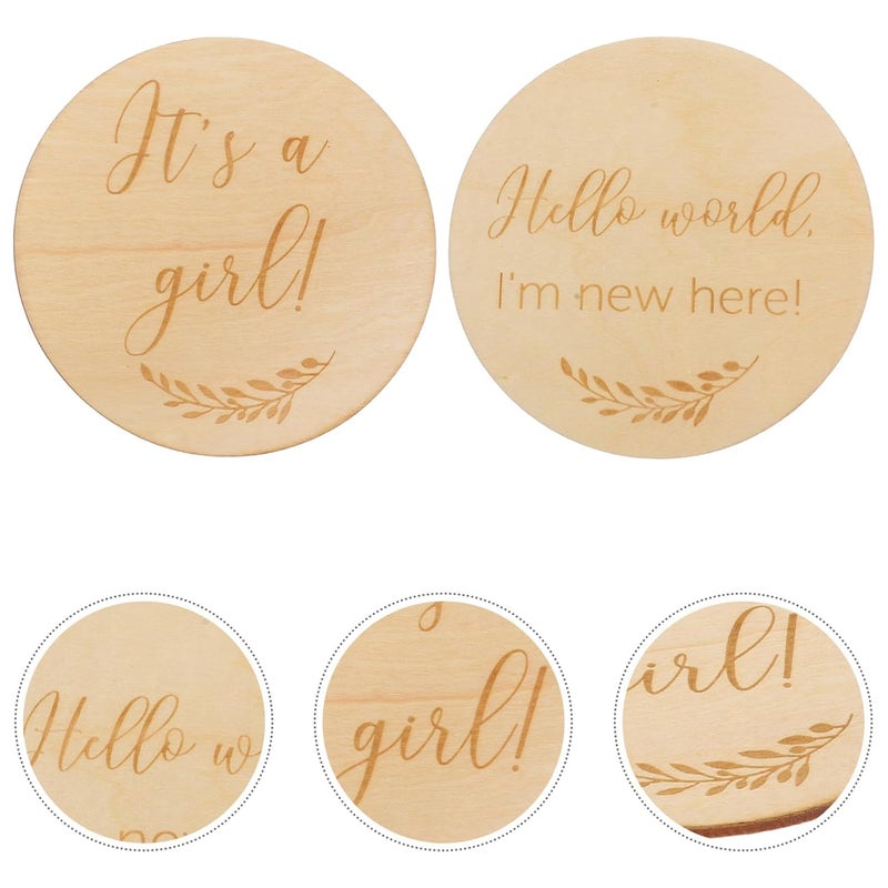 Wooden Milestone Cards For Newborn Photo Props Growth Keepsakes 2Pcs - Image 5